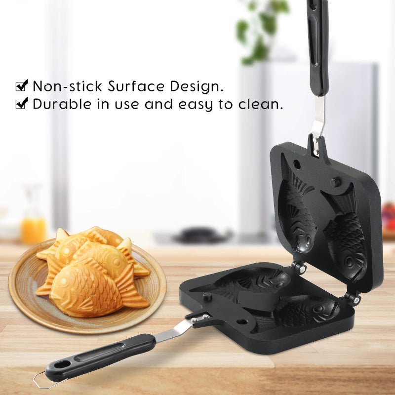 NATGAI Taiyaki Fish Shape Cake Pan Waffle Cake Maker Fish-Shaped Pancake Double Pan Mold - Image 5